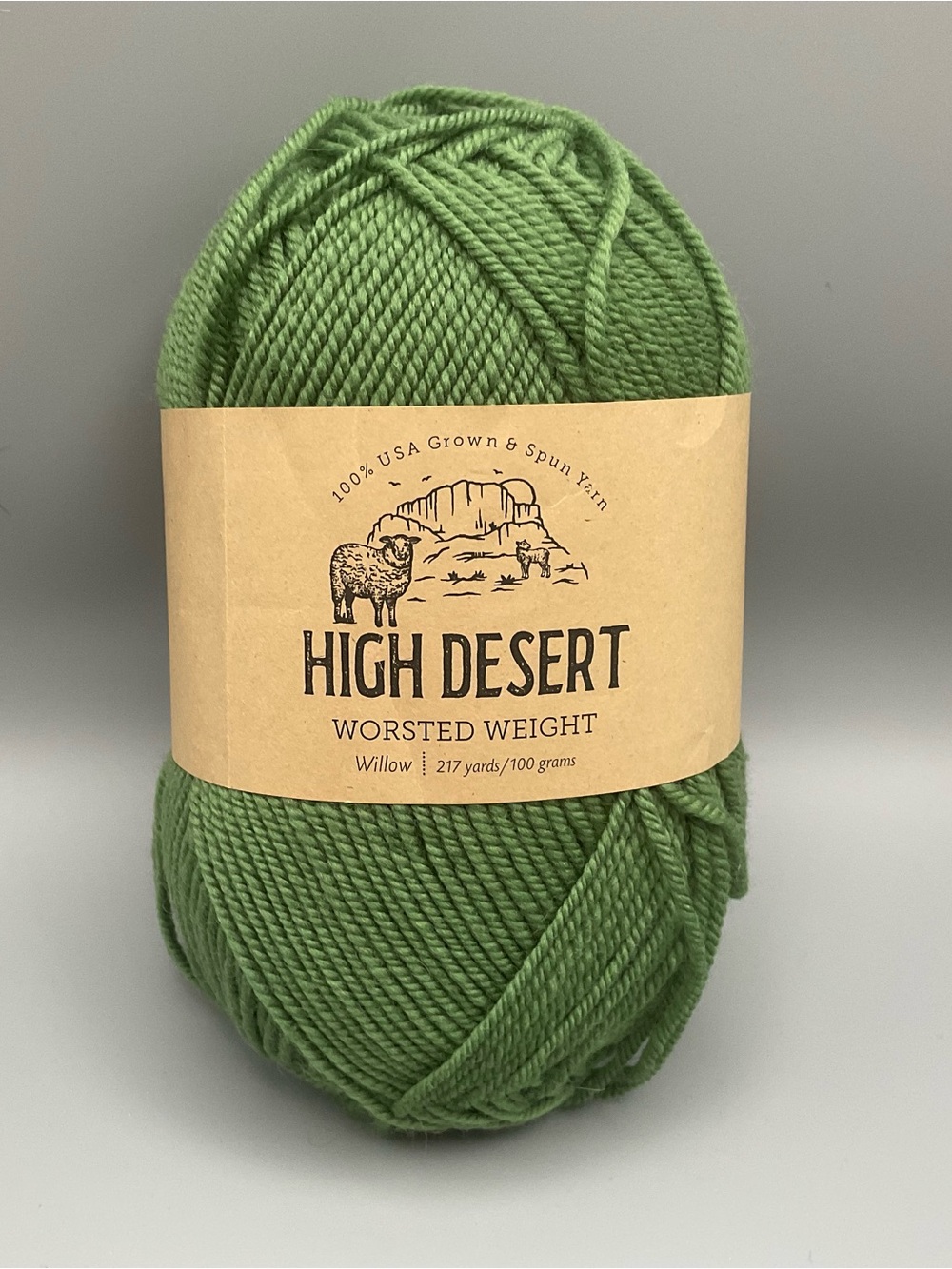 Knit Picks High Desert Worsted 100% US Shaniko Wool 1- 100gr Skein Olive Green
